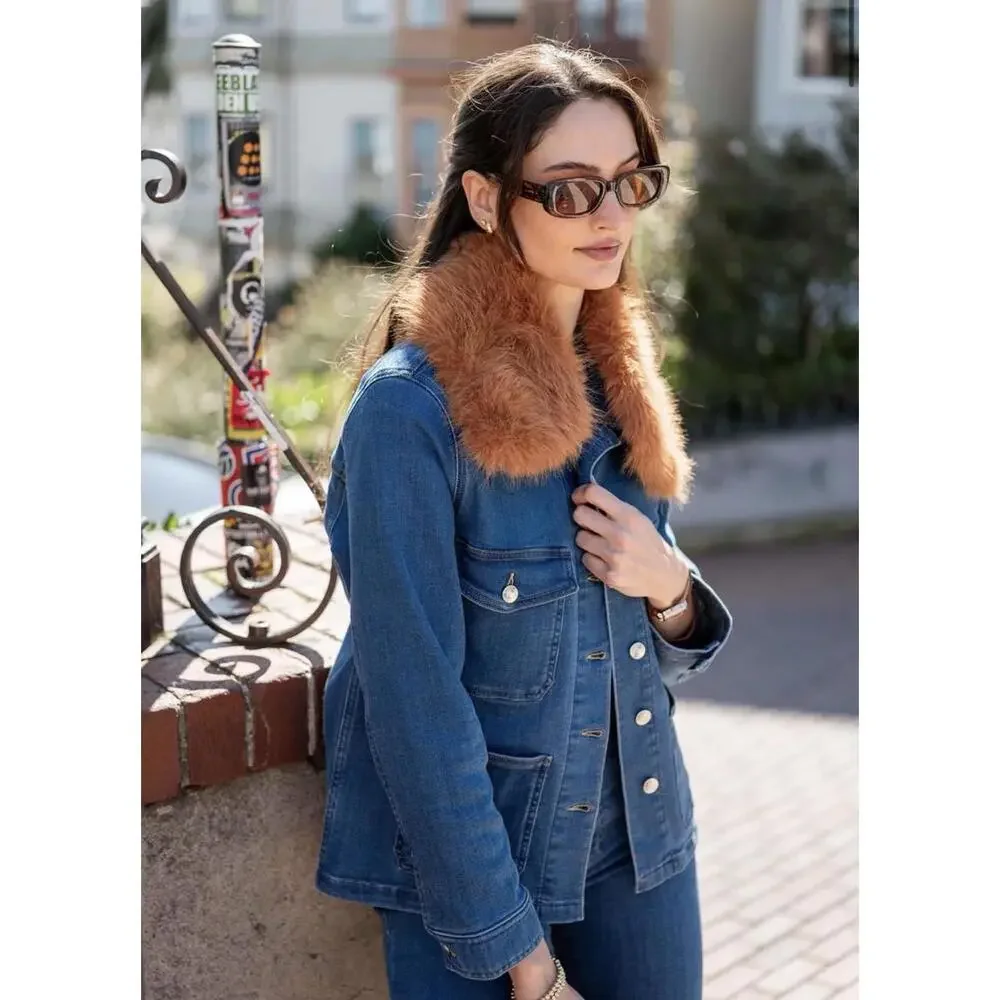 NWT MerSea Faux Fur Cozy Cabin Fleece Beige Collar OS